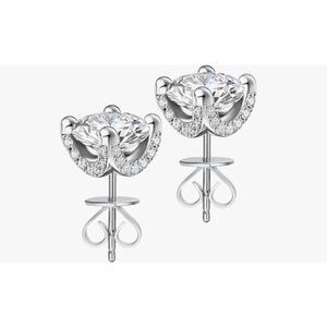 New~Genuine Moissanite Diamond 2Ct. Rose Cut Halo Design Stud Earrings~925SS